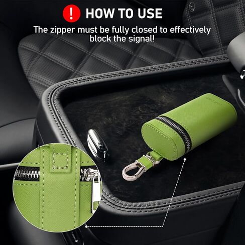 MOLSHINE Universal Leather Faraday Car Key Case, Car RFID Signal Blocking Key Fob Protector, Stylish Anti-Theft Car Key Pouch, Anti-Hacking Case Blocker, Jammer Signal Blocker (Green) in Saudi Arabia