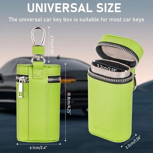 MOLSHINE Universal Leather Faraday Car Key Case, Car RFID Signal Blocking Key Fob Protector, Stylish Anti-Theft Car Key Pouch, Anti-Hacking Case Blocker, Jammer Signal Blocker (Green) in Saudi Arabia