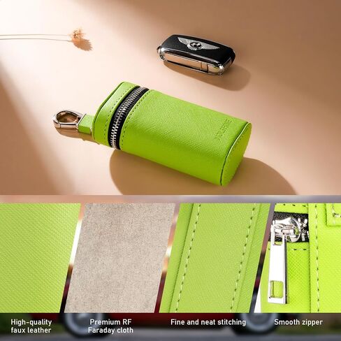 MOLSHINE Universal Leather Faraday Car Key Case, Car RFID Signal Blocking Key Fob Protector, Stylish Anti-Theft Car Key Pouch, Anti-Hacking Case Blocker, Jammer Signal Blocker (Green) in Saudi Arabia