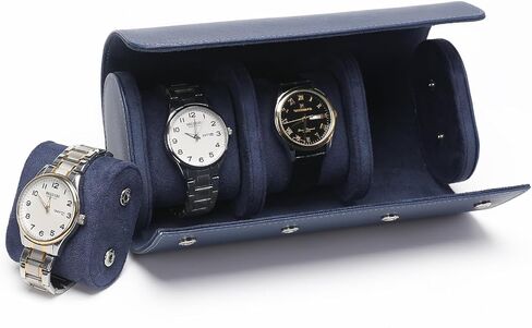 Watch Box Travel Case Organizer : Watch Case for Men Watch Holder Organizer Storage Leather Roll Watch Box Watch Collection Saffiano Leather (Black, 3 Slot) in Saudi Arabia