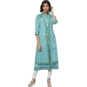 Yash Gallery Women's Cotton Floral Print A-Line Kurta