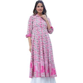 Yash Gallery Women's Rayon Geomatrical Printed Anarkali Kurta