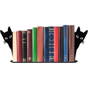 Book Ends, Black Cat Metal Bookends for Shelves Decorative with Non-Slip Bottom, Cute Bookshelf Decor, Book Ends for Shelves, Decorative Objects, Unique Bookends