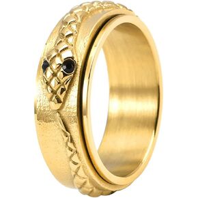 Nanafast Snake Spinner Ring for Women Men, Unique Snake Design Anxiety Fidget Ring, 8mm Stainless Steel Spinner Ring Suitable for Men and Women