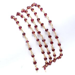 Rare Gemstone | Natural Turquoise Chalcedony Rosary Chain, 24K Gold Plated Beaded Chain Rosary Style Size - 1 MM, 3 Foot Gemstone Rosary Chain for Jewelry Making, Gemstone Handmade Stone Chain(RC-20)