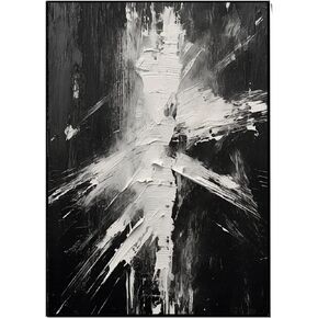 Abstract Wall Art Black and White - Hand Painted Oil Painting on Canvas - large framed Artwork for Walls - Textured Art 32"x48" - Modern Wall Art for Living Room Bedroom Home Office Decor