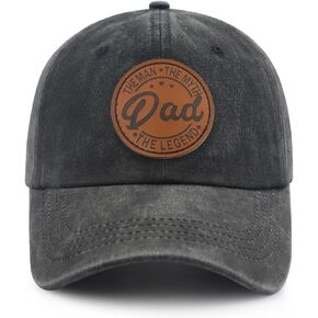 Dad The Man The Myth The Legend Hat for Men, Funny Adjustable Cotton Leather Patch Papa Baseball Cap