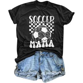 Women Soccer Mom Shirt Game Day T Shirt Soccer Mama Graphic Short Sleeve Shirt