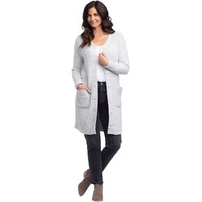Softies 34" Heather Rib Marshmallow Button Down Cardigan
