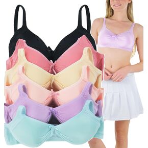 ToBeInStyle Women's Pack of 6 Full Coverage Padded Bras - Wire-Free with Pleated Detail - Light - 40C