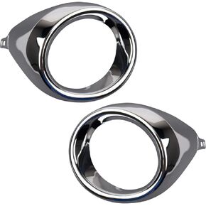 TRQ Front Driver & Passenger Side Fog Light Bezel Set Compatible with 2013-2015 Lexus ES300h ES350 LX1038104 LX1039104