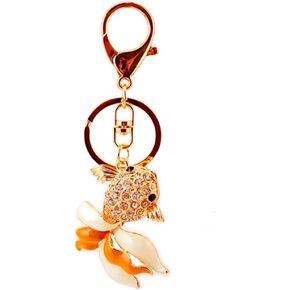Cute Goldfish Keychain Bling Pendant Keyring Metal Key Chain Key Rings Charm Keychains for Car Backpacks Handbag