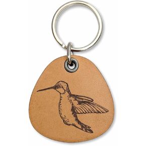 Hummingbird - Genuine Leather Keychain - Bird keychains - Gift