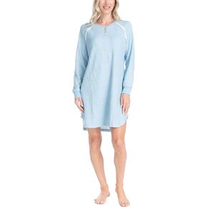 Ocean Pacific Waffle Knit Sleepshirt, Henley Long Sleeve Nightgown