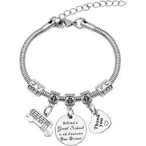 Mwphuy School Bus Driver Gifts Bracelet Bus Driver Appreciation Gifts for Women Coworkers Bus Driver Bracelet Thank You Gifts for Friend School Bus Driver Back to School Gift Christmas Birthday Gifts