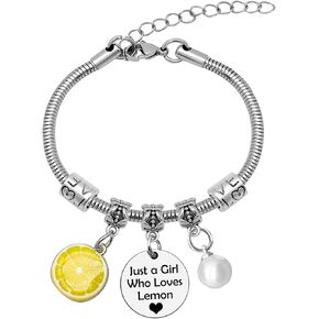 Mwphuy Funny Lemon Gifts Bracelet Lemon Gifts for Women Lemon Themed Gift Fruit Lover Gift for Friends Sister Niece Fruit Jewelry Bracelet Lemon Gifts for Lemon Lovers Christmas Birthday Gifts
