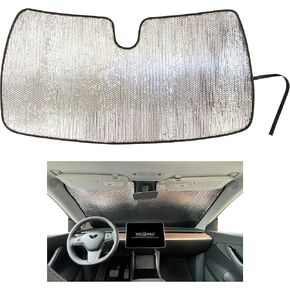 YelloPro Custom Fit Reflective Front Windshield Sunshade for 2020 2021 2022 2023 2024 Tesla Model Y SUV, Sun Protection UV Reflector Accessories [Made in USA]