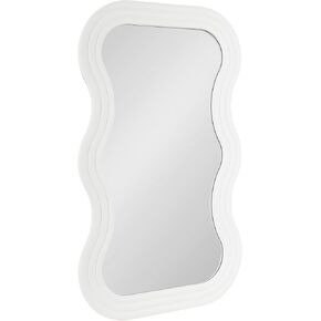 Kate and Laurel Fripp Modern Scalloped Rectangle Mirror, 24 x 40, White, Cute Rectangular Wavy Mirror for Use as Fun Bedroom Mirror or Nursery Mirror Option