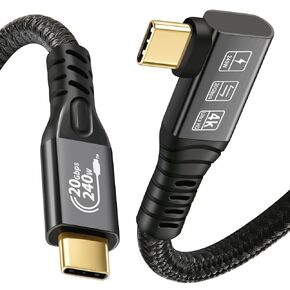 16.5FT 20Gbps USB C 3.2 Gen 2 Cable, 5M 90Degree Type C 4K@60Hz UHD Video 5A/240W PD3.0 Fast Charge Cord w/E-Marker Compatible with Thunderbolt 3/4 MacBook Monitor
