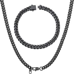 ChainsHouse 6mm 24" Curb Chain Necklace Men Bracelet 5mm wide 19cm length