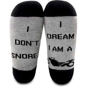 MBMSO 2 Pairs I Don't Snore I Dream I'm a Motorcycle Socks Biker Socks Funny Motorcycle Gifts