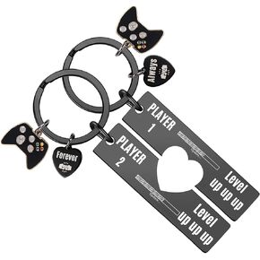 Gamer Boyfriend Keychain Gifts for Couples - Funny Keychains from Girlfriend, Matching Keyring Valentine Birthday Gift