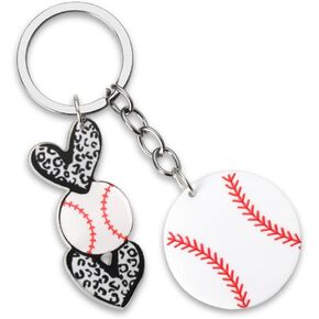 Sports Gifts Keychain for Women Men Acrylic Soccer Basketball Baseball Football Keychain Gifts for Sports Lovers