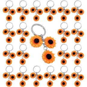 PHAETON 20PCS Resin Sunflower Keychain Sunflower Key Ring Flower Keychain For Birthday Summer Party Wedding School Reward Sunflower Party Favor Bridesmaids Gift