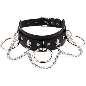 eYLun Women Gothic Choker Punk Rock Jewelry Goth Choker Rivet Spiked Adjustable Leather Necklace Collar