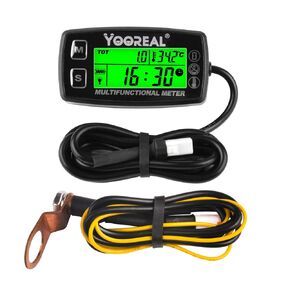 Yooreal Digital Tach Hour Meter,Small Engine Temperature Gauge,Backlit Tachometers,Waterproof for Scooter Mini Bike Motorcycle Lawn Tractor Generator Dump Truck