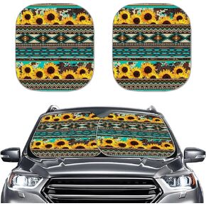 Flame Print Car Windshield Sun Shade Foldable 2 Piece Auto Sunshade for Front Window,Sun Heat and UV Rays Blocker Universal Fit for SUV,Truck,Van