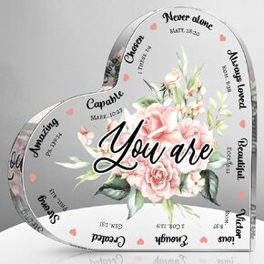Yulejo Christian Bible Verses Decor Christian Gift for Woman Prayers Religious Gift Inspirational Gift Scripture Decorative Signs Motivational Gift Plaques Table Decor(Watercolor Rose)