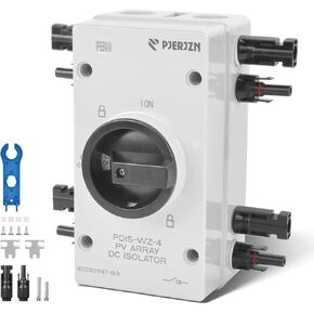 Solar Panel Disconnect Switch 32A 1000V 4 Pole Pv DC Isolator Switch Outdoor Solar Panel Switch Disconnect Cut Off for Solar Panel Photovoltaic System(1000V 32A)