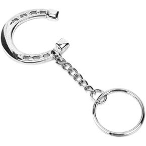 Pssopp Horseshoe Keychain Highly-Polished Horseshoe Keychain Favor Gifts Silver Horse Snaffle Bits Key Ring for Home