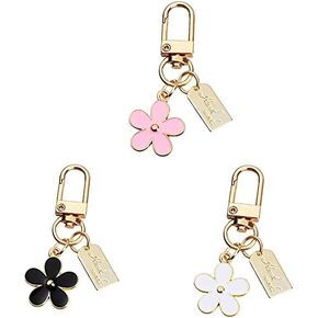 3 Pcs Small Daisy Flower Keychains for Women Girls,Bag Charm Key Chain Car Key Ring Pendant Decoration for Purse,Handbag,Earphone Case