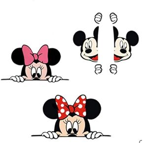 4 Pack Large Mickey and Minnie Mouse 5" Vinyl Decal Sticker Waterproof for Car Window Trunk Laptop Truck Motorcycle Refrigerator, Wall, Door Bumper Sticker