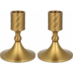 Candlestick Holders Taper Candle Holders, Gold Candle Stick Holders Decor for Wedding Christmas Birthday Party Holiday, Short Candle Holders for Table Centerpieces Home Decor, Set of 2