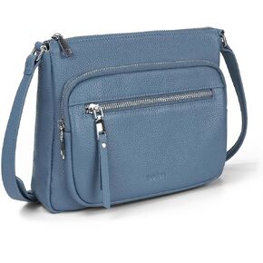befen Genuine Leather Crossbody Bags for Women Medium Size over the Shoulder Purse for Women with Multi Zip Pockets