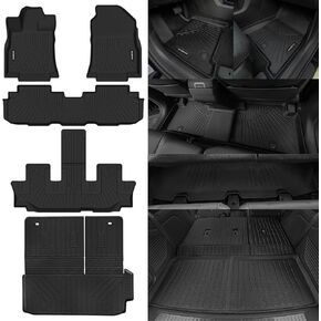 سجادات أرضية Naibeve لعام 2019-2023 2024 Subaru Ascent Bucket Seating 7 مقاعد - جميع الأحوال الجوية لسوبارو Ascent Cargo Mat غطاء المقعد الخلفي ملحقات حامية (سجادات الأرضية + حصيرة صندوق السيارة + حصيرة مسند الظهر) in Kuwait