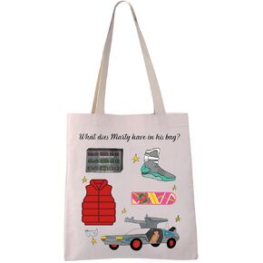 VAMSII 80's Movies Back To Future Tote Bag What Does Marty Have in His Bag Time Machine Travel Bag (Have in His Bag tote)