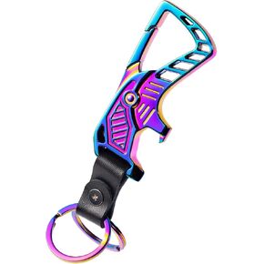 Heavy Duty Metal Key Chain,Carabiner Clip Car Keychain,Bottle Opener Keychain and 2 Key Rings for Men and Women Rainbow