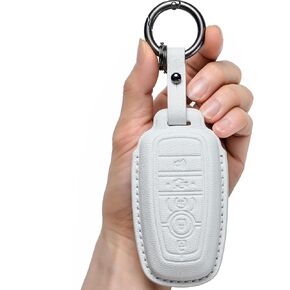 for Ford Key Fob Cover Genuine Leather with Keychain,Leather Key Case Protector Compatible with Ford Fusion F150 F250 F350 F450 F550 Smart Key Anti-dust Full Protection