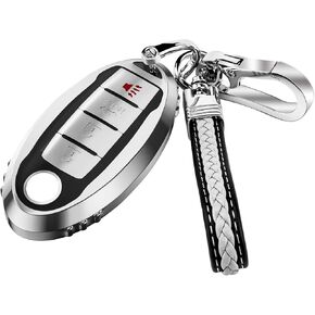 Key Fob Cover Case Soft TPU Key Holder 3/4/5 Button Full Coverage Smart Car Key Protector with Leather Keychain Lanyard for Altima Maxima Pathfinder Sentra Rogue Titan Murano 370z,Blue