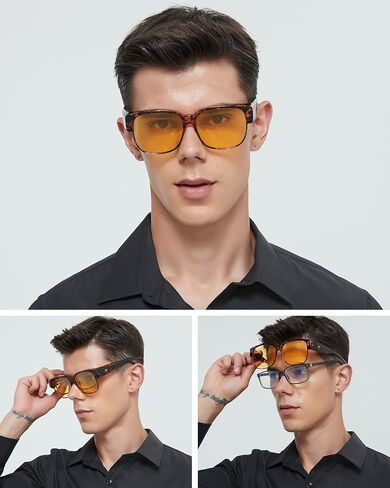 نظارات الرؤية الليلية من بيرسين للقيادة - تناسب النظارات المضادة للوهج فوق النظارات للرجال والنساء in Kuwait