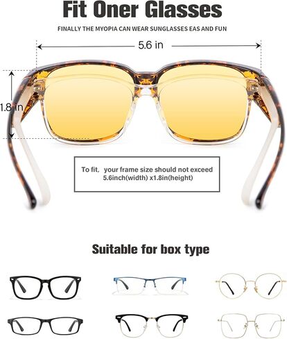 نظارات الرؤية الليلية من بيرسين للقيادة - تناسب النظارات المضادة للوهج فوق النظارات للرجال والنساء in Kuwait