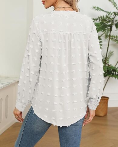 RGOSME Women Long 3/4 Sleeve Blouses Business Casual Work Tunic Tops V Neck Henley Shirts S-XXL in Saudi Arabia