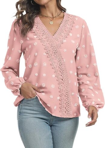 RGOSME Women Long 3/4 Sleeve Blouses Business Casual Work Tunic Tops V Neck Henley Shirts S-XXL in Saudi Arabia