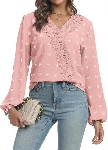 RGOSME Women Long 3/4 Sleeve Blouses Business Casual Work Tunic Tops V Neck Henley Shirts S-XXL in Saudi Arabia