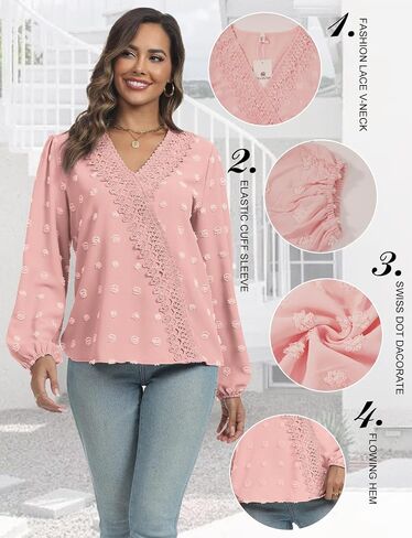 RGOSME Women Long 3/4 Sleeve Blouses Business Casual Work Tunic Tops V Neck Henley Shirts S-XXL in Saudi Arabia