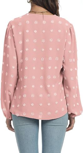 RGOSME Women Long 3/4 Sleeve Blouses Business Casual Work Tunic Tops V Neck Henley Shirts S-XXL in Saudi Arabia